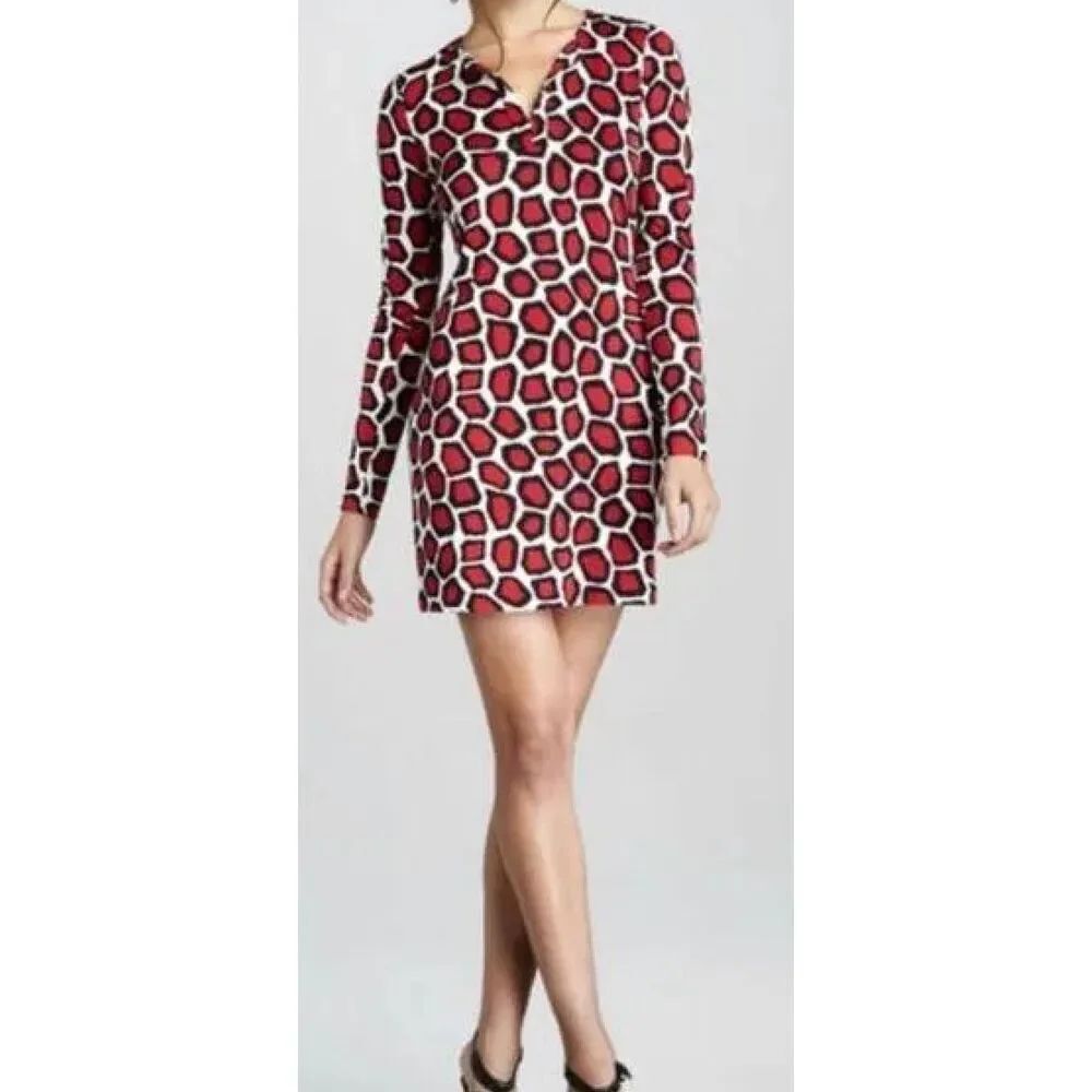 Diane Von Furstenberg Reina stone leopard print silk dress size 6